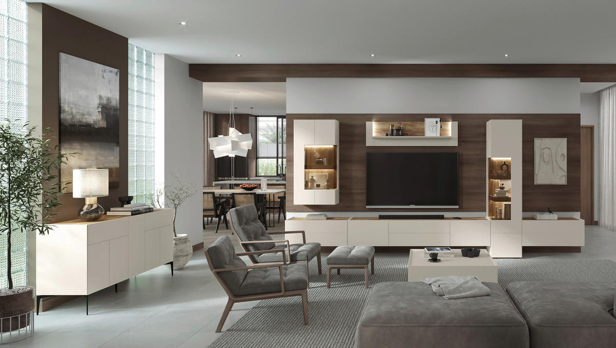 TV-ELEMENT kašmir  - kašmir, Design, kovina/leseni material (206/37/47cm) - Hom`in