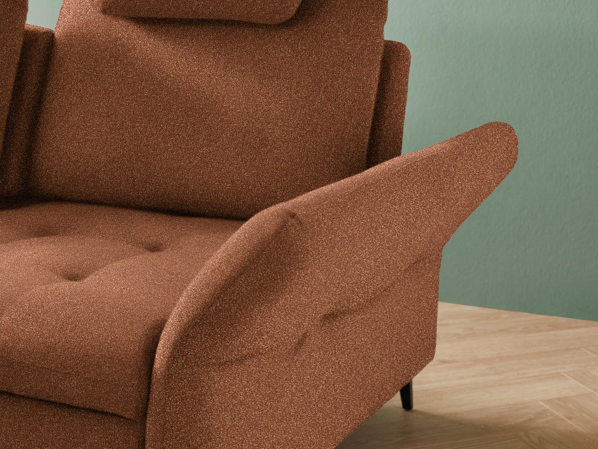 ECKSOFA Cognac Bouclé  - Cognac/Schwarz, Natur, Textil/Metall (233/288cm) - Valnatura