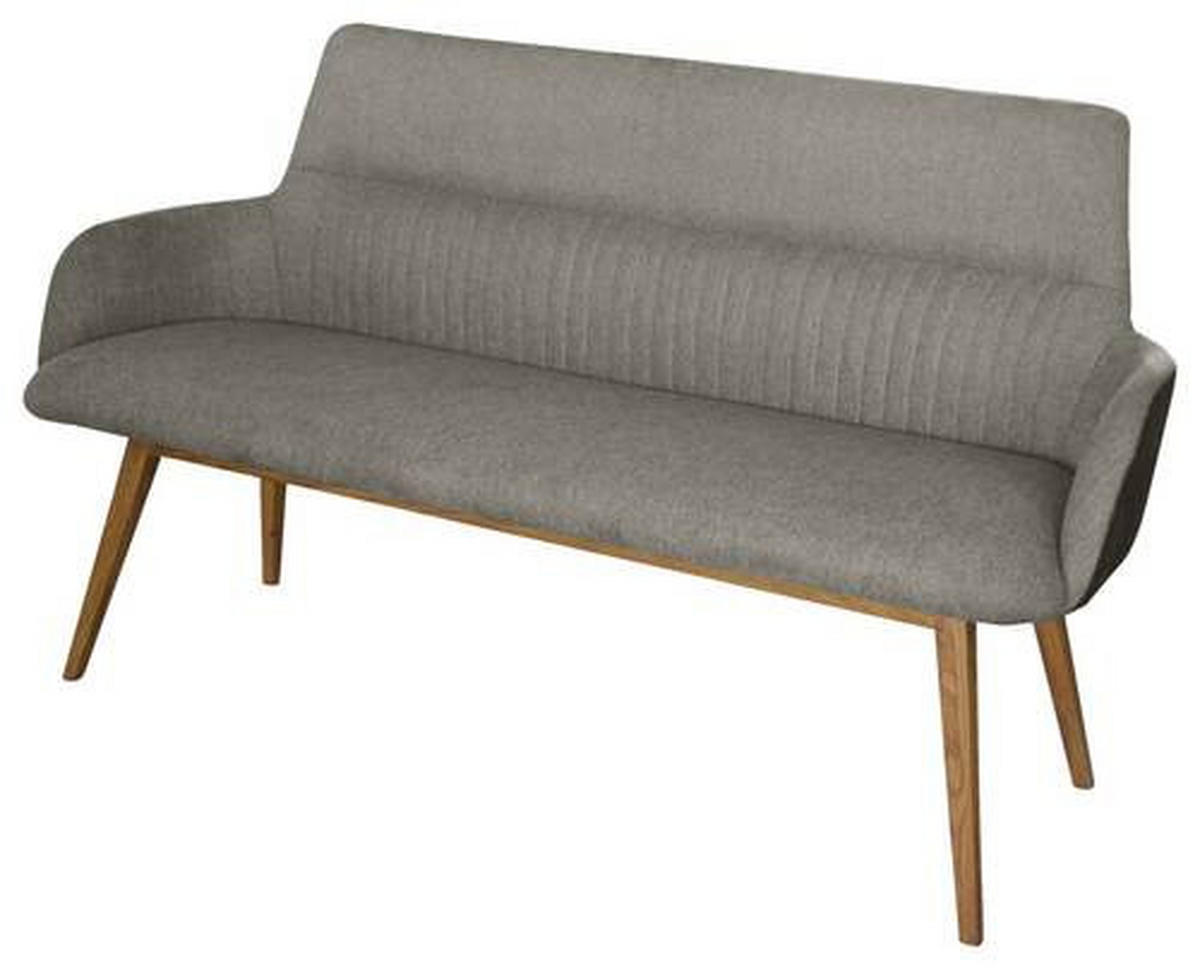 SITZBANK 157/88/62,5 cm Webstoff Taupe, Eichefarben Wildeiche vollmassiv  - Taupe/Eichefarben, KONVENTIONELL, Holz/Textil (157/88/62,5cm) - Linea Natura