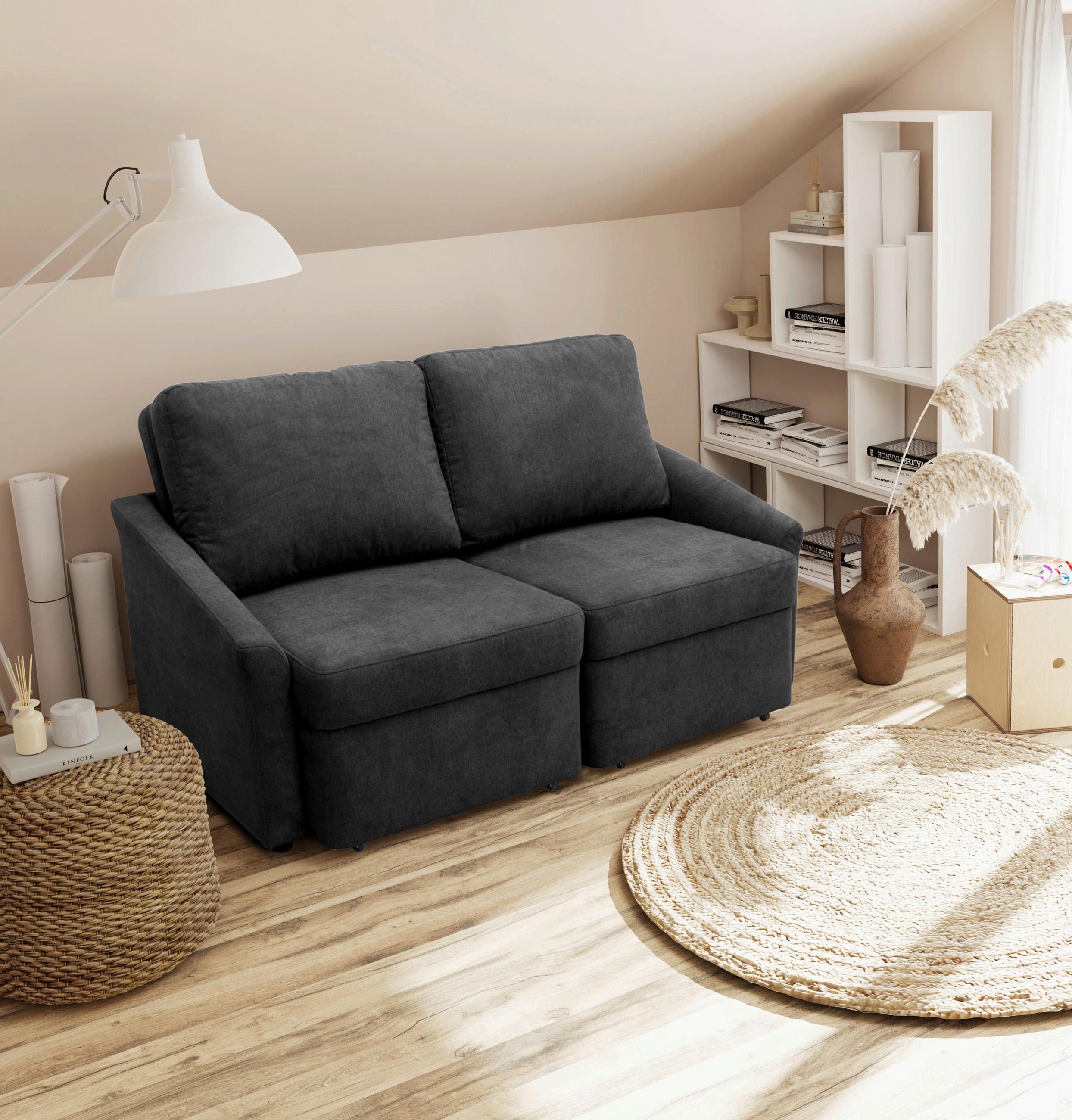 Mid.you Schlafsofa Relax Box Dunkelgrau 168x86x96 cm