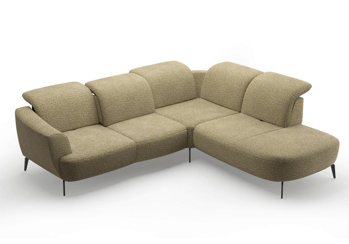 ECKSOFA in Chenille Olivgrün  300/267 cm  - Schwarz/Olivgrün, KONVENTIONELL, Textil/Metall (300/267cm) - Sit & More