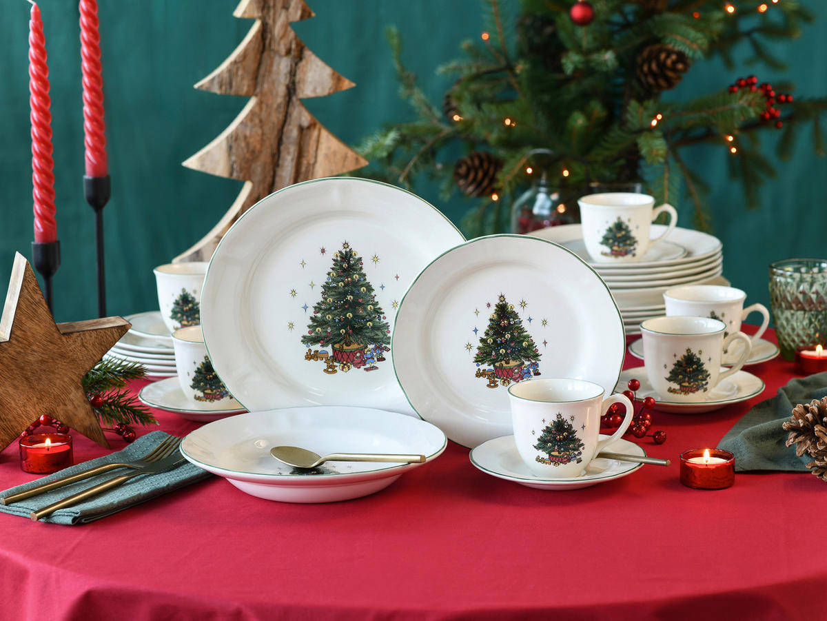 KOMBISERVICE Tannenbaum bunt 30-teilig  - Weiss/Multicolor, Basics, Keramik - Creatable