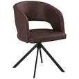 ARMLEHNSTUHL  Stoffauswahl, Sitzfläche 360° drehbar, inklusive Armlehnen, automatische Rückholfunktion Lederlook (vegan)  - Dunkelbraun/Schwarz, KONVENTIONELL, Textil/Metall (56/84/59cm) - Moderano