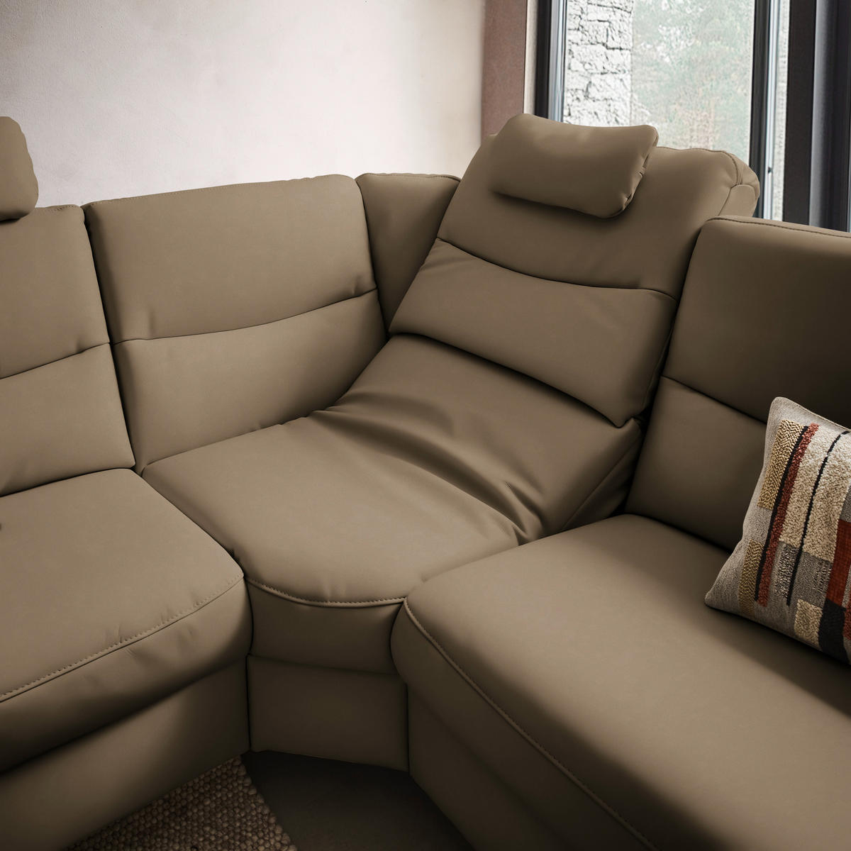 ECKSOFA  in Echtleder Cappuccino  249/280 cm  - Anthrazit/Cappuccino, Design, Leder/Metall (249/280cm) - Himolla Komfortklass