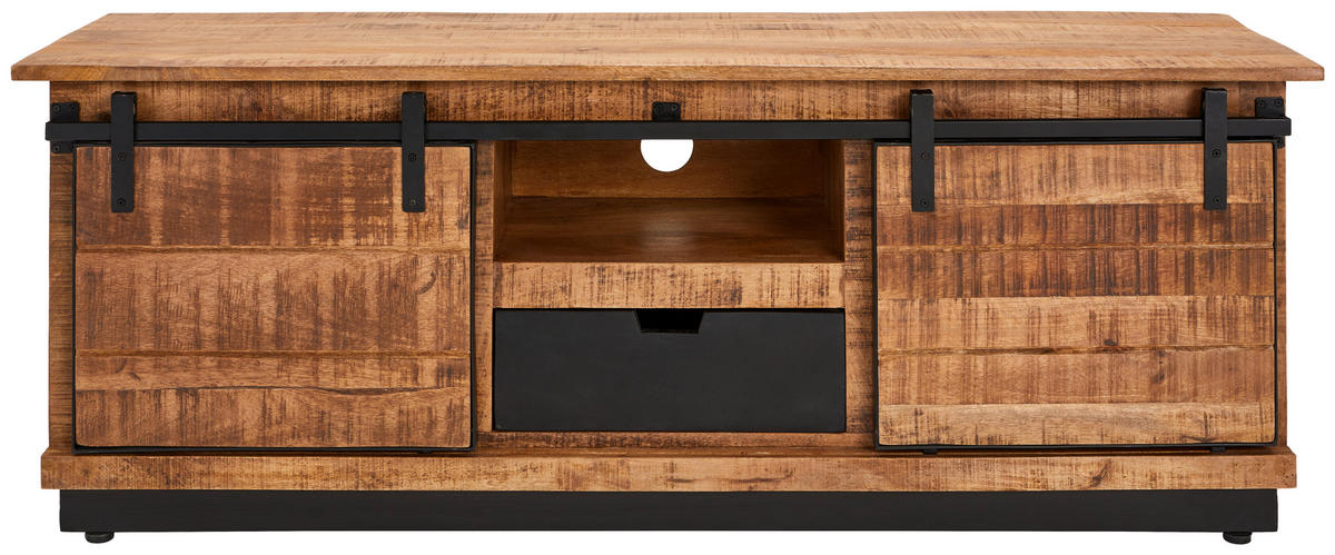 LOWBOARD Lusaka  in 140/50/40 cm  - Schwarz/Braun, Natur, Holz (140/50/40cm) - Livetastic