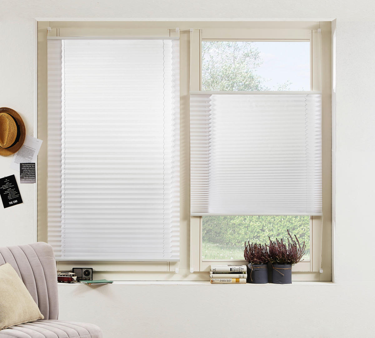 PLISSEE  halbtransparent   100/130 cm   - Weiß, Basics, Textil (100/130cm) - Homeware