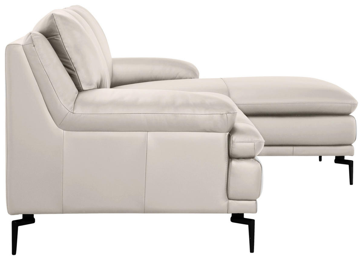 ECKSOFA Weiß Echtleder  - Schwarz/Weiß, Design, Leder (248/158cm) - MID.YOU