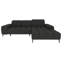 ECKSOFA Anthrazit Flachgewebe Rücken echt, Kopfteilverstellung, Sitztiefenverstellung  - Anthrazit/Schwarz, KONVENTIONELL, Kunststoff/Textil (273/171cm) - Carryhome