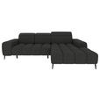 ECKSOFA Anthrazit Flachgewebe Rücken echt, Kopfteilverstellung, Sitztiefenverstellung  - Anthrazit/Schwarz, KONVENTIONELL, Kunststoff/Textil (273/171cm) - Carryhome