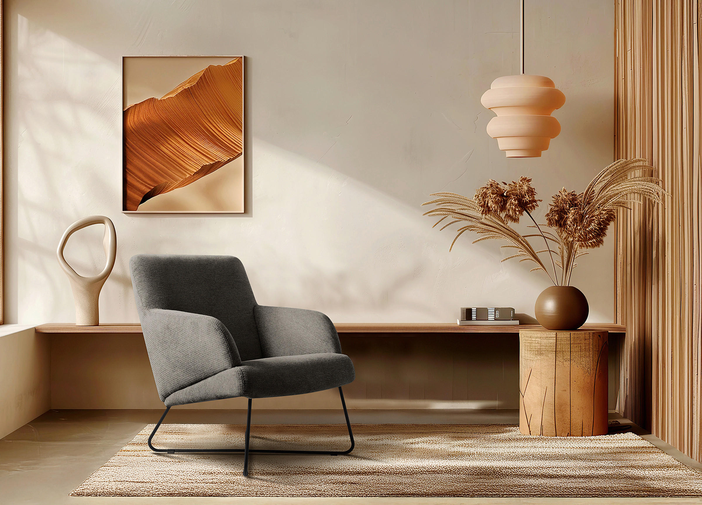 SESSEL in Chenille Graphitfarben  - Schwarz/Graphitfarben, Design, Textil/Metall (67/87/74cm) - Livetastic