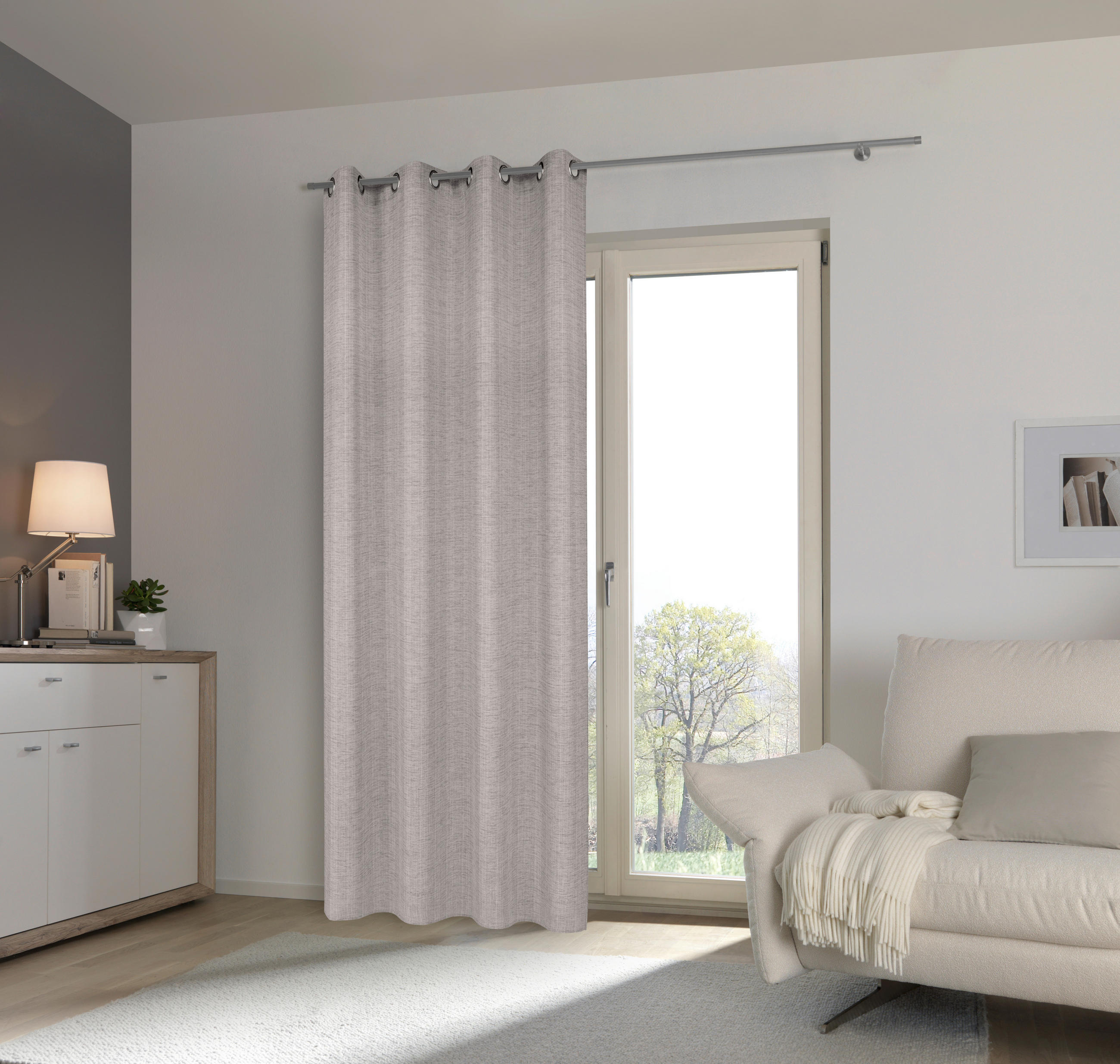 RINGLIS FÜGGÖNY részben áttetsző  - taupe, Design, textil (140/245cm) - Esposa