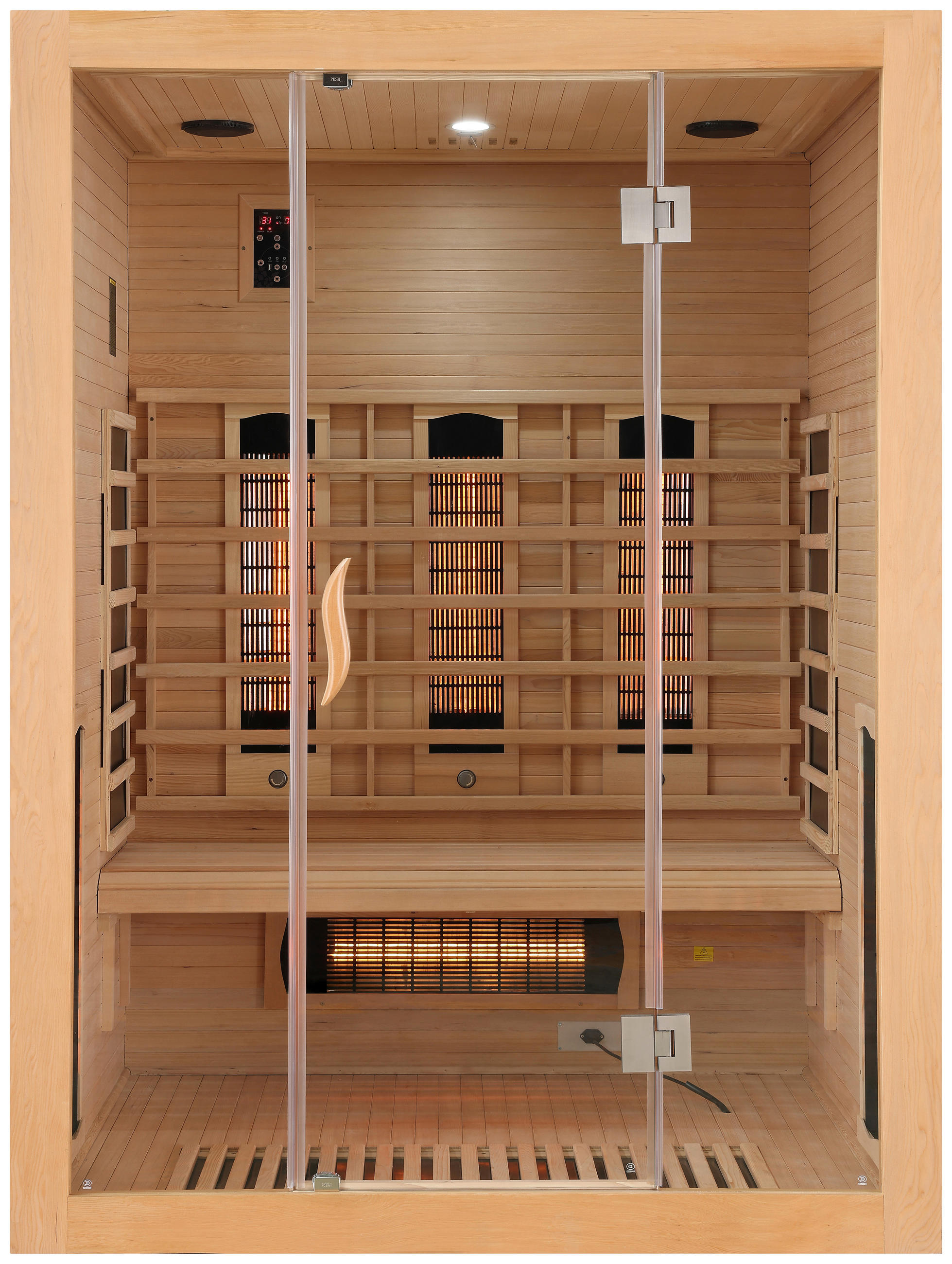 INFRAROTKABINE für 3 Personen OPEN  - Naturfarben, KONVENTIONELL, Holz (150/120/200cm) - Sanotechnik