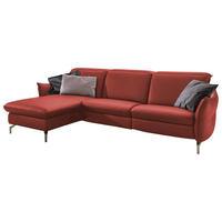ECKSOFA Lederlook (vegan) Rot  - Rot/Nickelfarben, Modern, Textil/Metall (179/233cm) - Livetastic