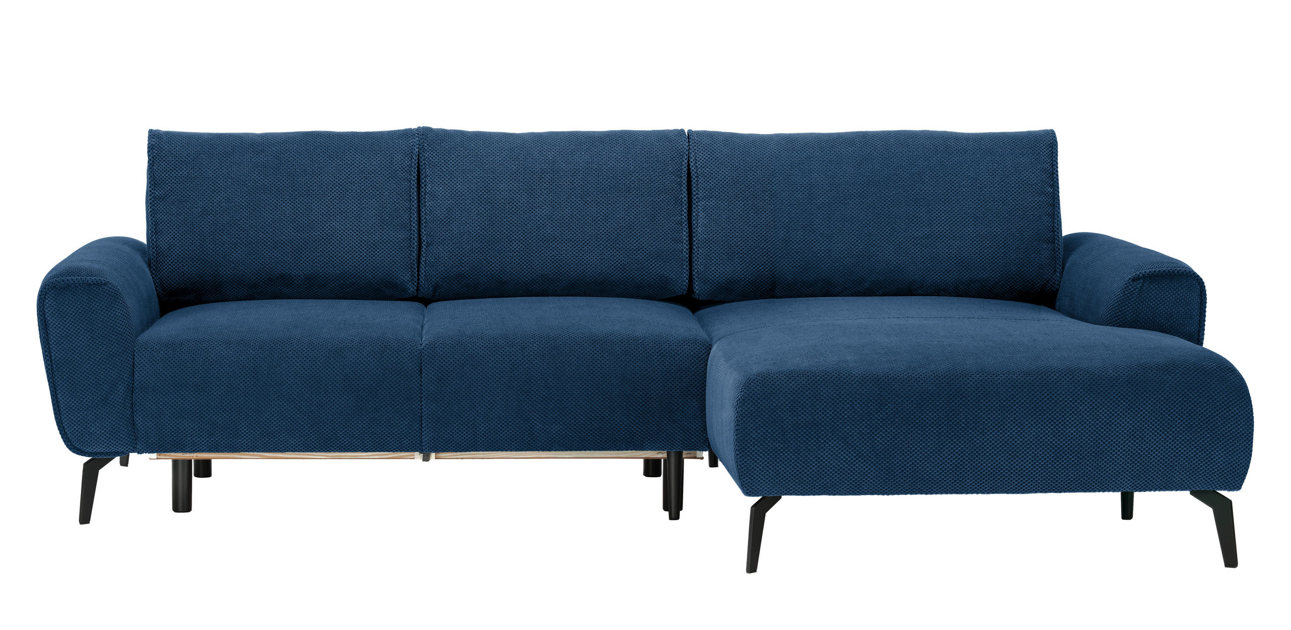 ECKSOFA in Webstoff Blau  - Blau/Schwarz, Design, Textil/Metall (272/170cm) - Welnova