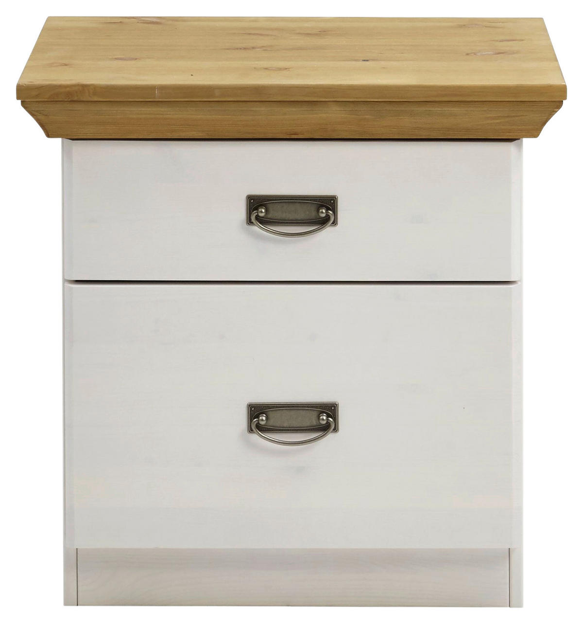 NACHTSCHRANK 58/57/48 cm Kiefer massiv  - Laugenfarbig/Silberfarben, ROMANTIK / LANDHAUS, Holz/Metall (58/57/48cm) - Boxxx