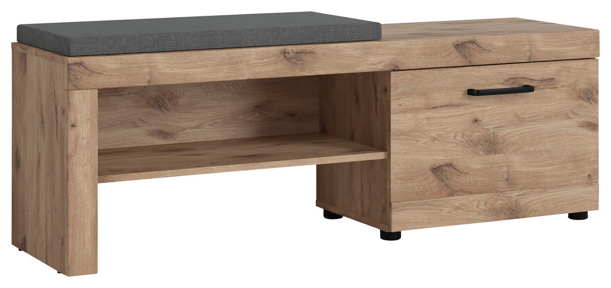 GARDEROBNA KLOP barve hrasta, temno siva - temno siva/barve hrasta, Design, kovina/umetna masa (140/51,9/37,9cm) - Carryhome