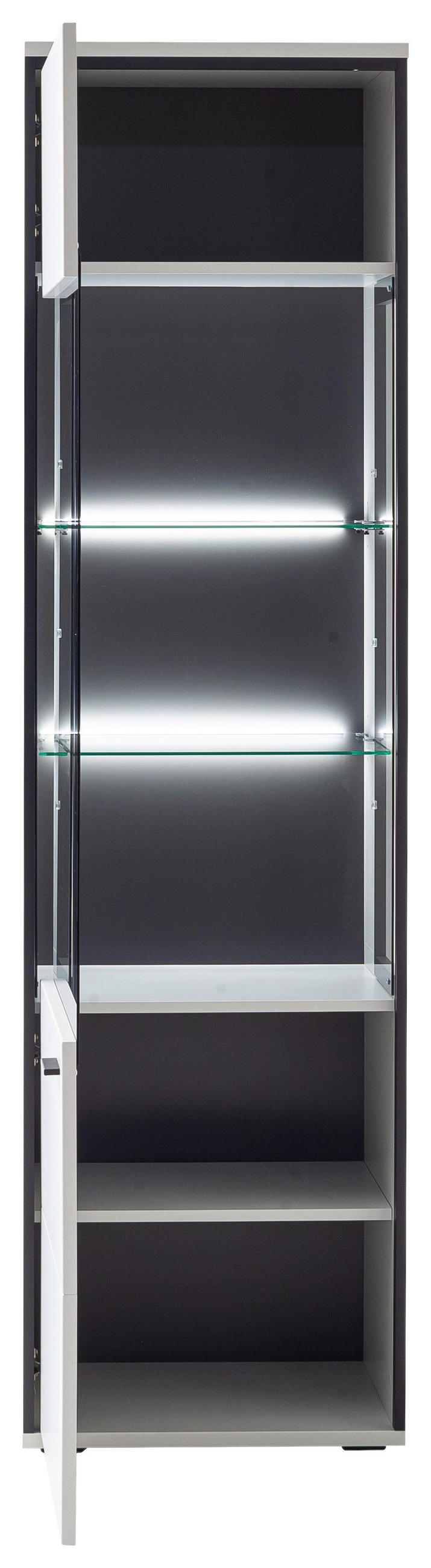 VITRINE Schwarz, Weiss  54/199/38 cm  - Weiss/Schwarz, Design, Glas/Holzwerkstoff (54/199/38cm) - Stylife