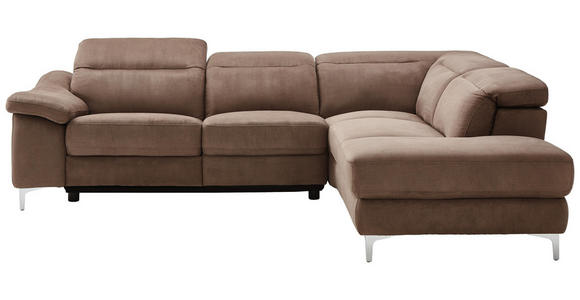 WOHNLANDSCHAFT Braun, Chromfarben Struktur - Chromfarben/Braun, Design, Textil (267/219cm) - Cantus