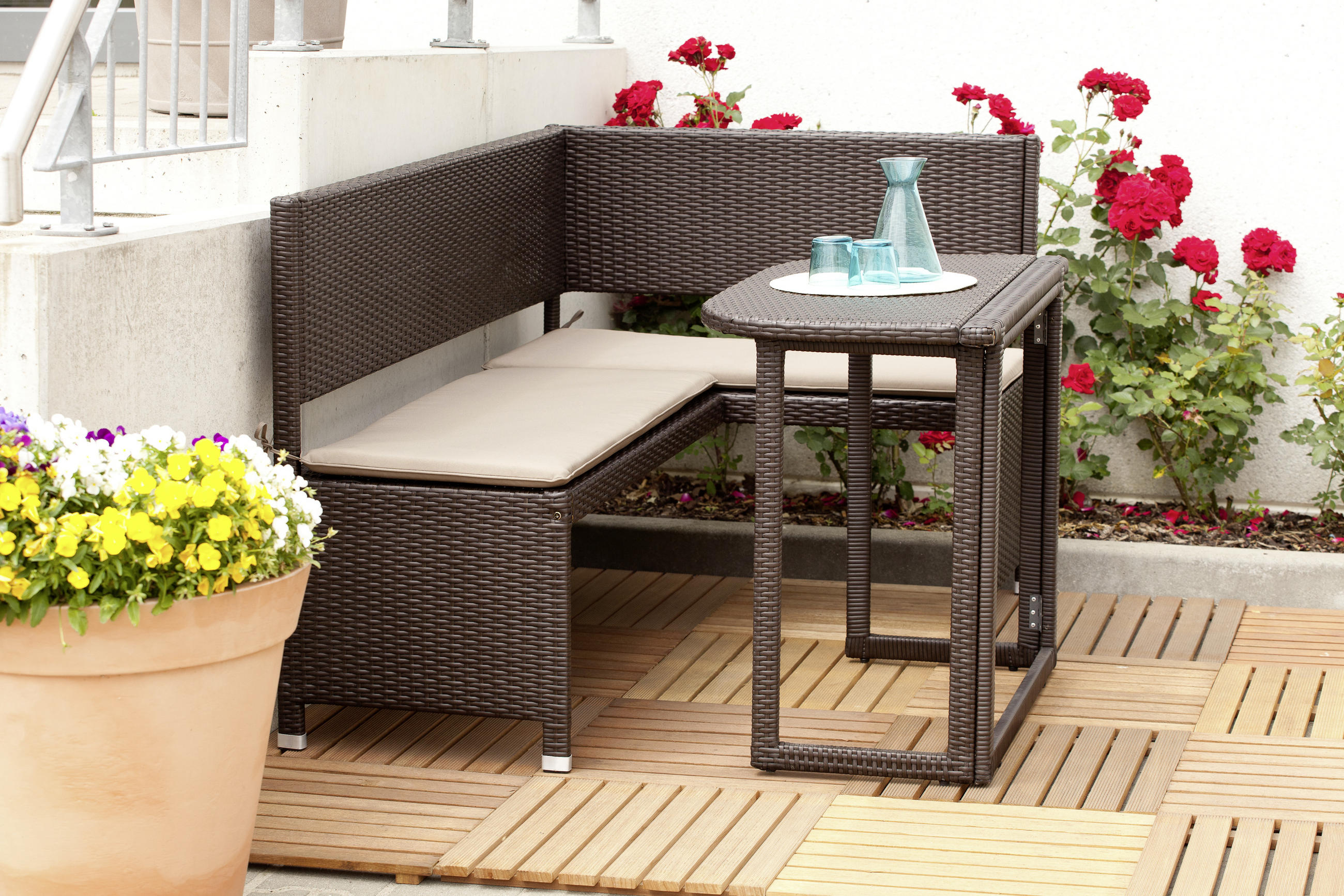GARTENTISCH 90/50/75 cm Metall, Kunststoff rechteckig  - Braun, KONVENTIONELL, Kunststoff/Metall (90/50/75cm) - Gardenson