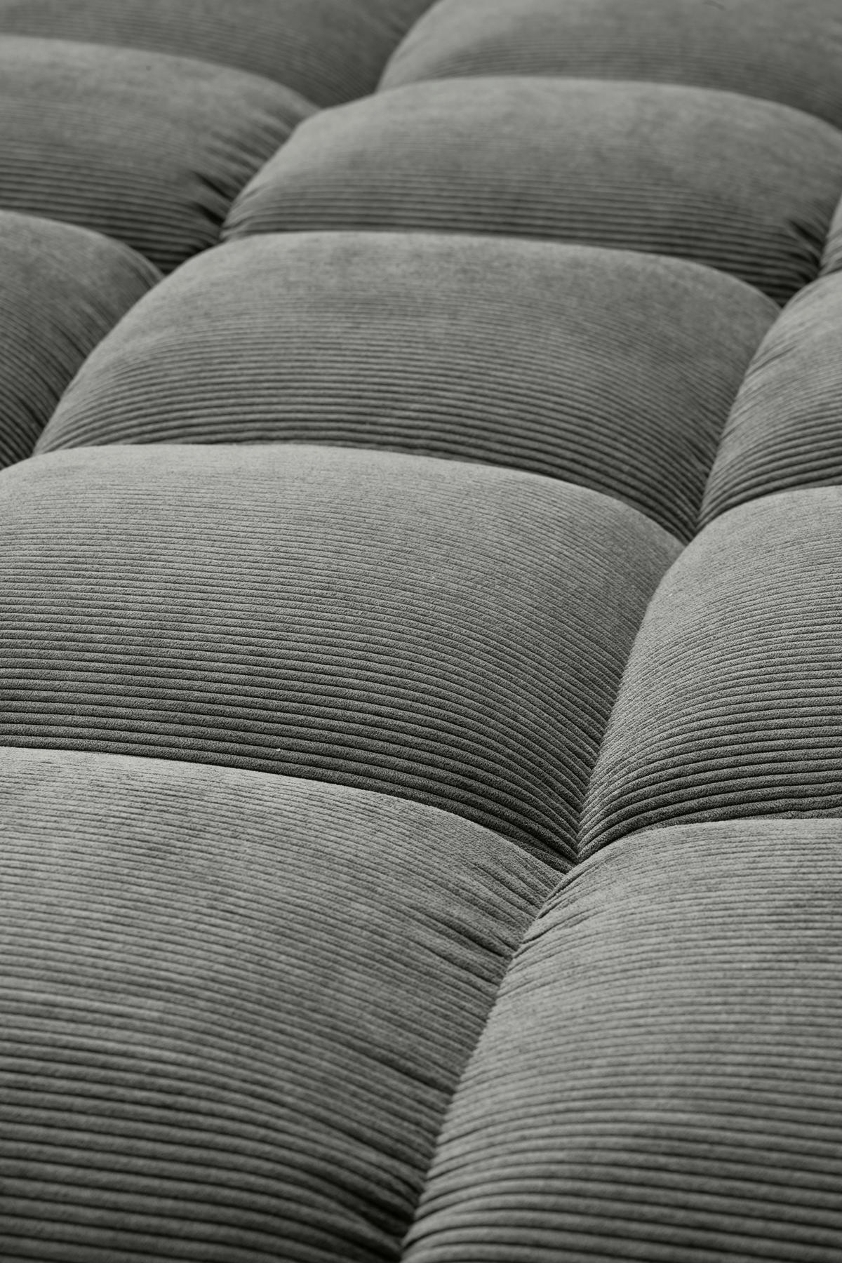 ECKSOFA Ottomane links, Eckteil  Grau Feincord  - Schwarz/Grau, Design, Holz/Textil (215/288cm) - Pure Home Lifestyle