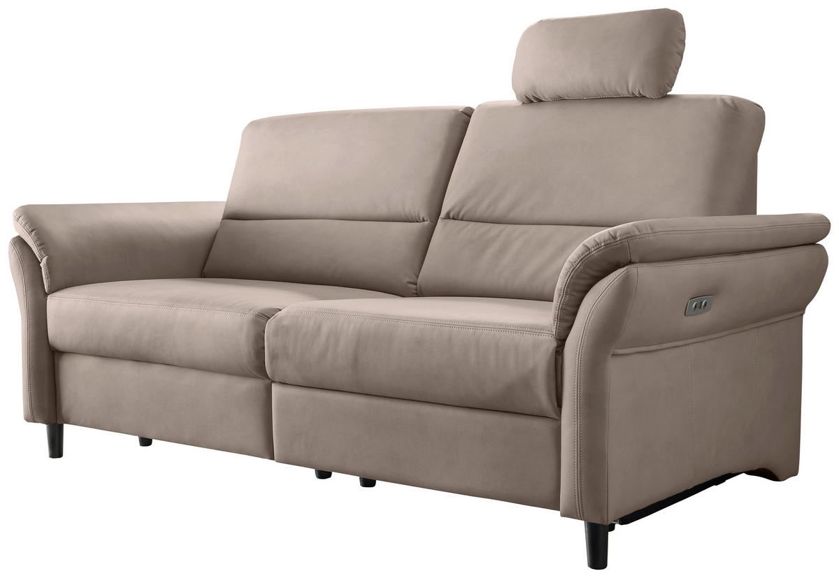 3-SITZER-SOFA Lederlook Beige  - Beige/Schwarz, MODERN, Holz/Textil (192/90/89cm) - Livetastic