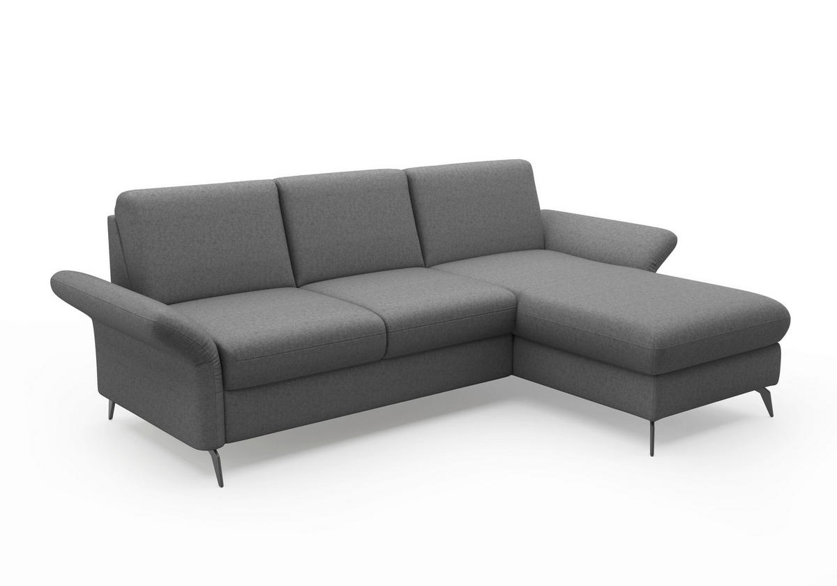 ECKSOFA ROCHELLE E Dunkelgrau Flachgewebe  - Dunkelgrau/Schwarz, KONVENTIONELL, Textil/Metall (251/164cm) - Sit & More