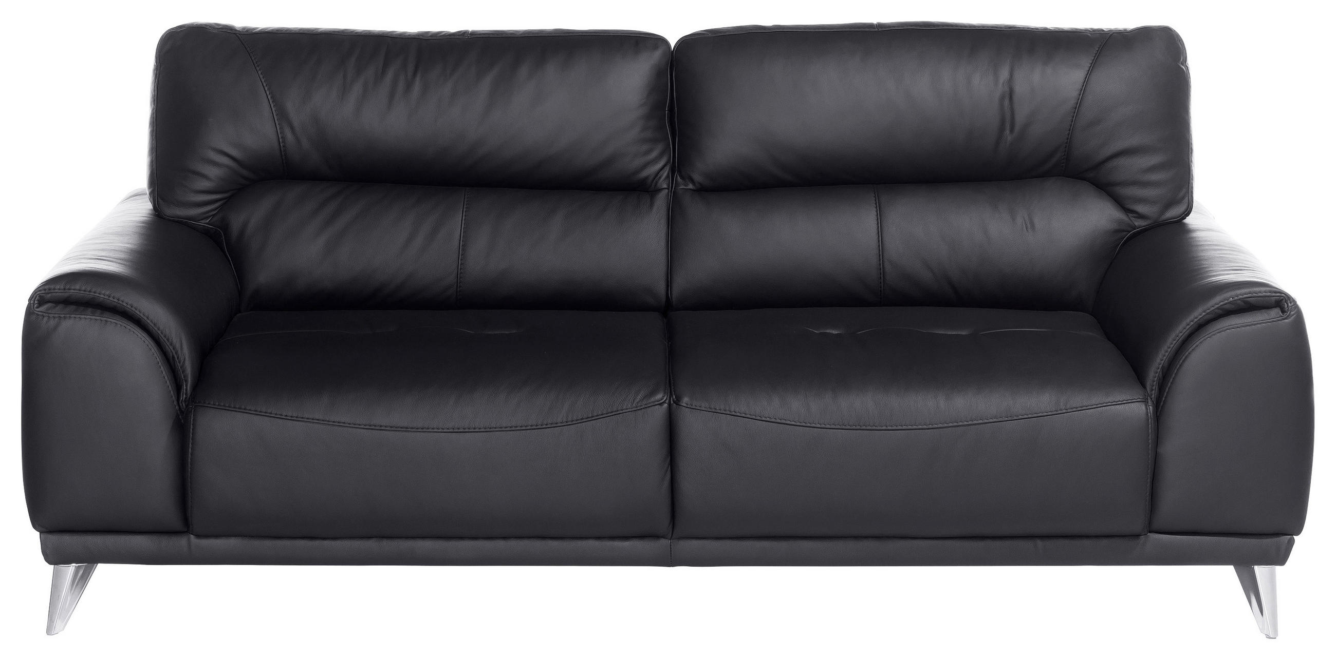 3-SITZER-SOFA Lederlook Schwarz  - Chromfarben/Schwarz, MODERN, Textil/Metall (210/92/96cm) - MID.YOU