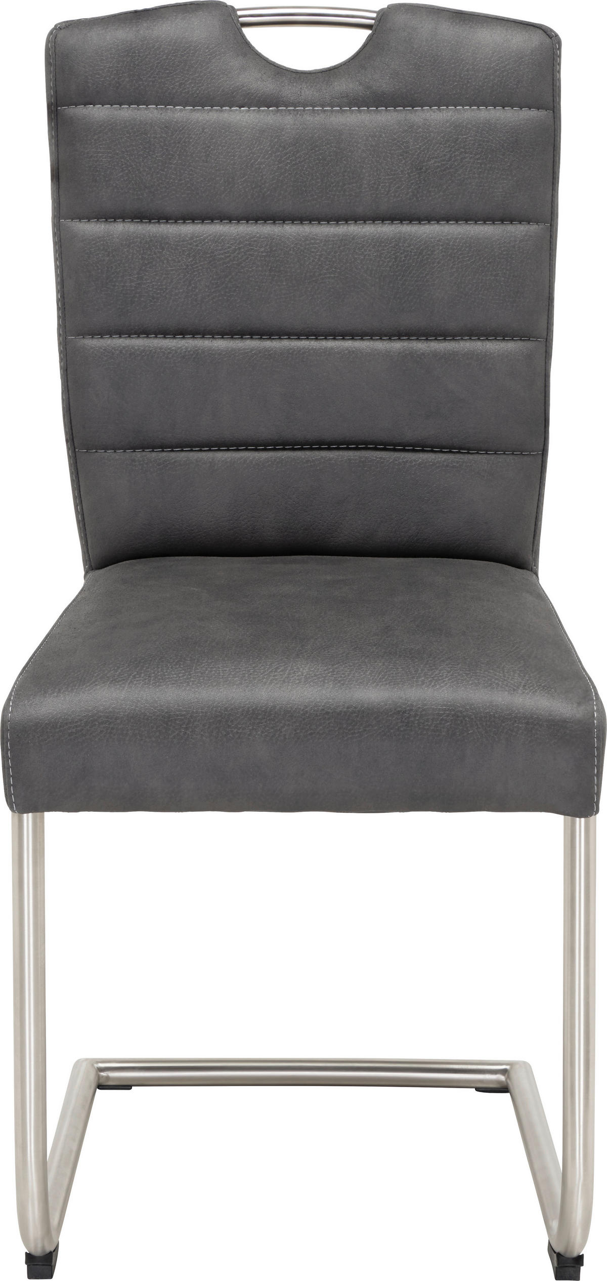 Scaun Bucatarie din metal, textil, gri - gri deschis/culoare inox, Design, metal/textil (46/96/59cm) - Novel