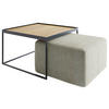 COUCHTISCHSET Eiche massiv rechteckig Eichefarben, Beige  - Eichefarben/Beige, Design, Holz/Textil (80/80/39cm) - Novel
