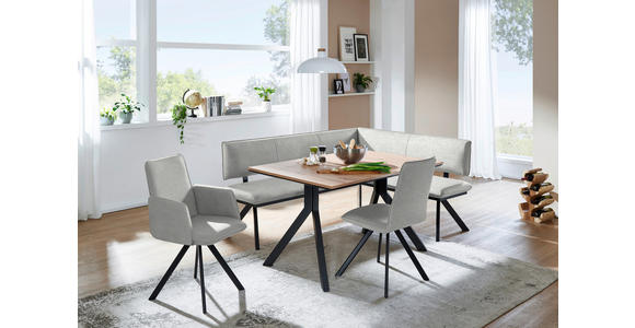 ECKBANK 180/140 cm in Creme, Schwarz - Creme/Schwarz, MODERN, Textil/Metall (180/140cm) - Cantus