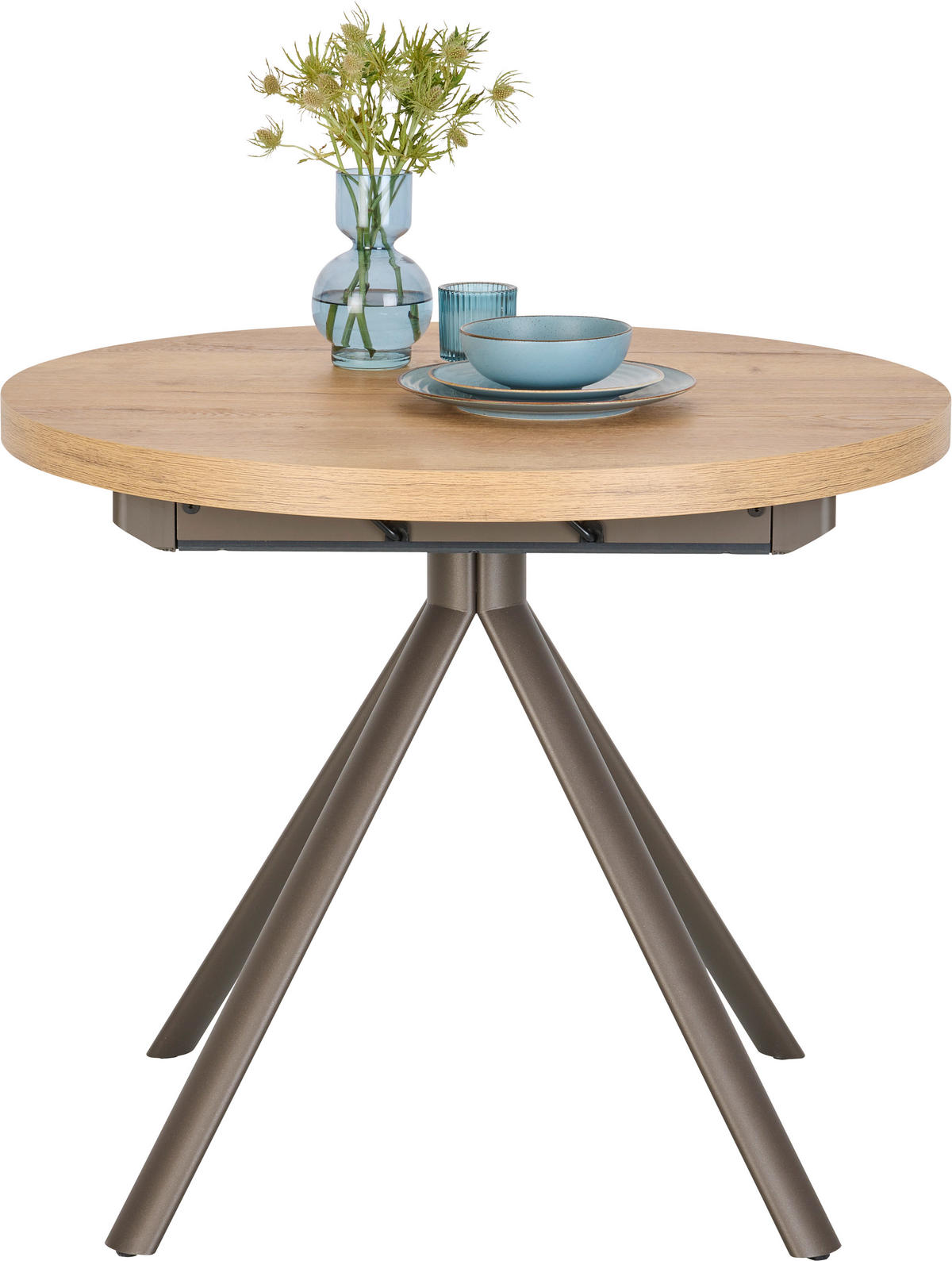 ESSTISCH Metall, Holzwerkstoff 90/90/76 cm  - Eichefarben/Braun, Design, Holzwerkstoff/Metall (90/90/76cm) - Venjakob