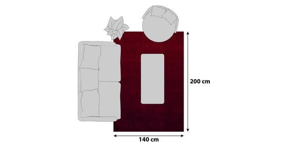 HOCHFLORTEPPICH 140/200 cm ATA 7000 Rot - Rot, Design, Textil (140/200cm) - Novel
