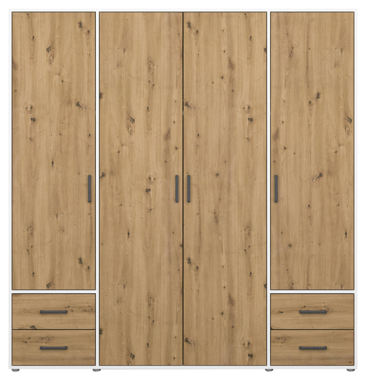 DREHTÜRENSCHRANK in Weiss, Eiche Artisan  - Weiss/Eiche Artisan, Modern, Holzwerkstoff/Kunststoff (187/194/53cm) - Rauch Möbel
