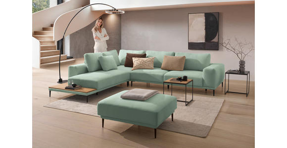 ECKSOFA  in Leinwand Mintgrün  271/318 cm  - Schwarz/Mintgrün, Design, Textil/Metall (271/318cm) - Belluti