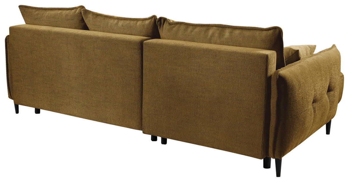 ECKSOFA Goldfarben Struktur  - Goldfarben/Schwarz, Design, Holz/Textil (165/244cm) - MID.YOU