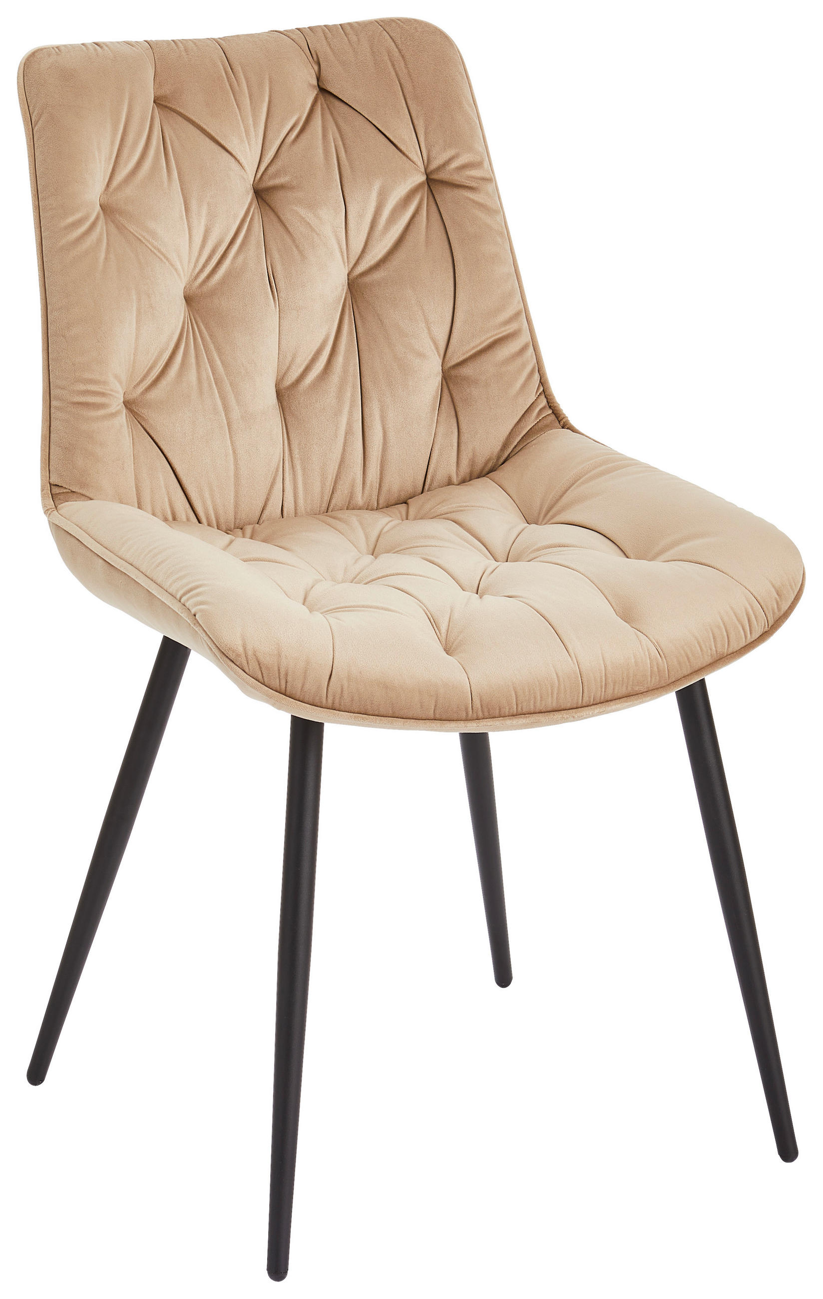 STUHL Samt Taupe Pappel Sperrholz  - Taupe/Schwarz, MODERN, Holz/Textil (52/85/59cm) - Livetastic