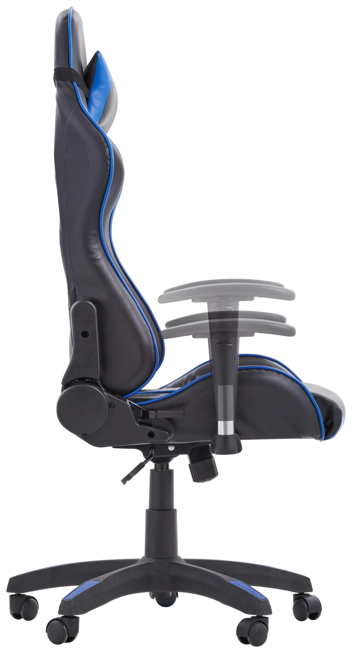 GAMINGSTUHL  in Lederlook Blau, Schwarz  - Blau/Schwarz, Design, Kunststoff/Textil (68,5/128-136/57cm) - Carryhome