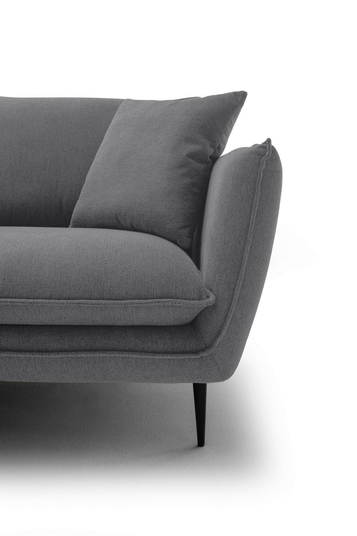 ECKSOFA Dunkelgrau Webstoff  - Dunkelgrau/Schwarz, KONVENTIONELL, Textil/Metall (196/304cm) - Hom`in