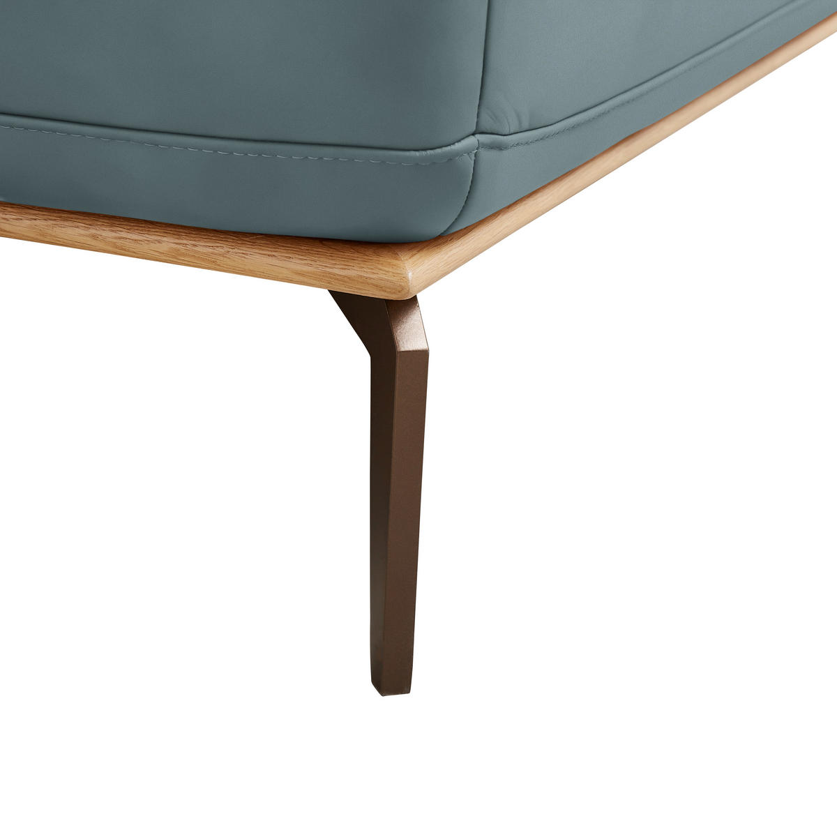 ECKSOFA in Echtleder Blau  - Blau/Bronzefarben, Design, Leder/Holz (176/314cm) - Valnatura