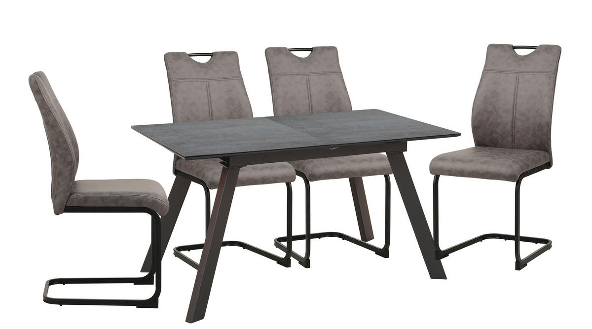 JÍDELNÍ STŮL, šedá, 140-180/80/76 cm - šedá, Design, kov/kompozitní dřevo (140-180/80/76cm) - Carryhome