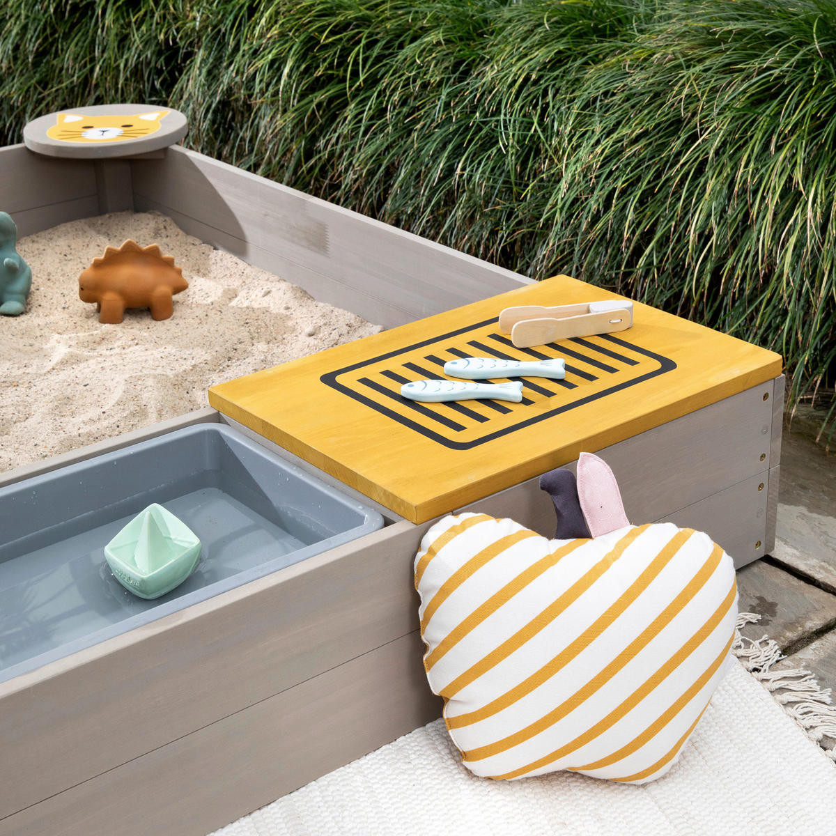 SANDKASTEN 120/120/20 cm  - Currygelb/Grau, Basics, Holz (120/120/20cm) - MUDDY BUDDY