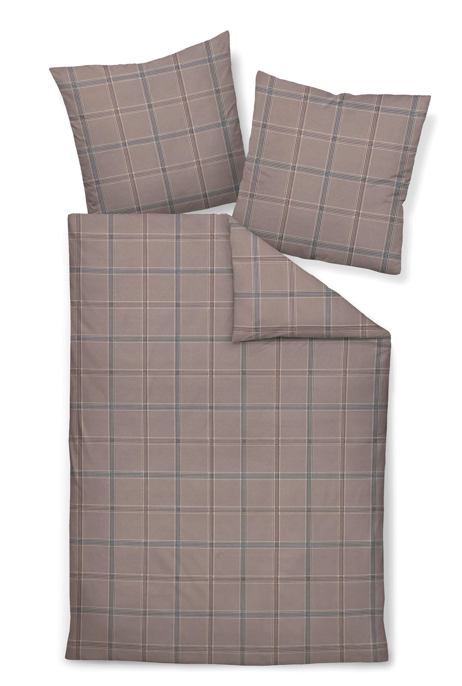 BETTWÄSCHE 2-teilig Biber 135/200 cm  - Taupe, Basics, Textil (135/200cm) - Janine