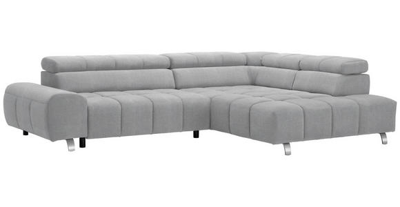 ECKSOFA in Webstoff Hellgrau  - Silberfarben/Hellgrau, Design, Textil/Metall (295/201cm) - Hom`in