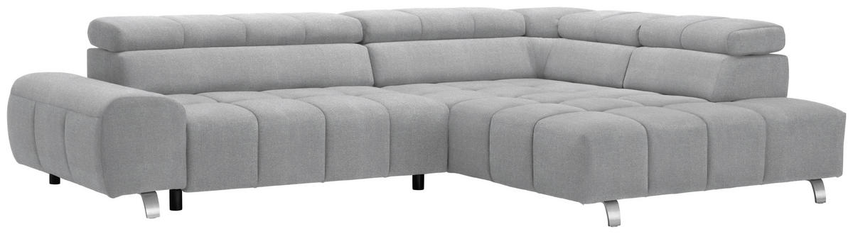 ECKSOFA in Webstoff Hellgrau  295/201 cm  - Silberfarben/Hellgrau, Design, Textil/Metall (295/201cm) - Hom`in