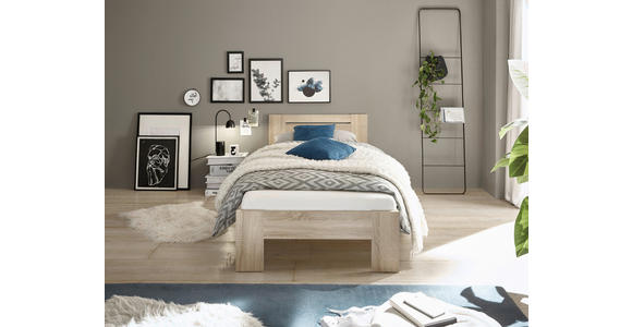 BETT 90/200 cm in Sonoma Eiche - Sonoma Eiche, KONVENTIONELL, Holzwerkstoff (90/200cm) - Carryhome