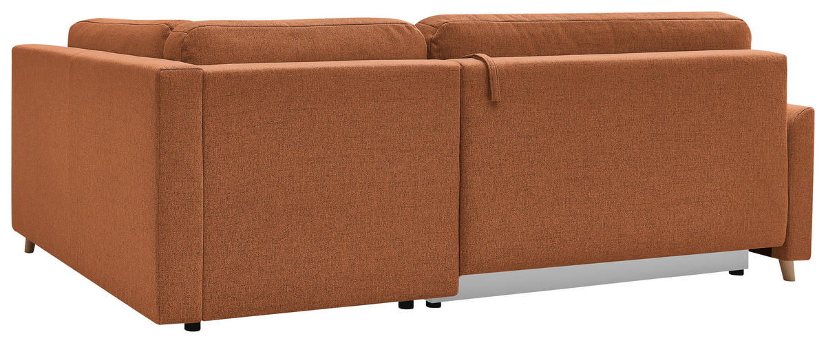 ECKSOFA MILOS Rostfarben Flachgewebe, Struktur Rückenkissen, Bettkasten, Schlaffunktion, Rücken echt  - Rostfarben/Naturfarben, Design, Textil (224/148cm) - P & B
