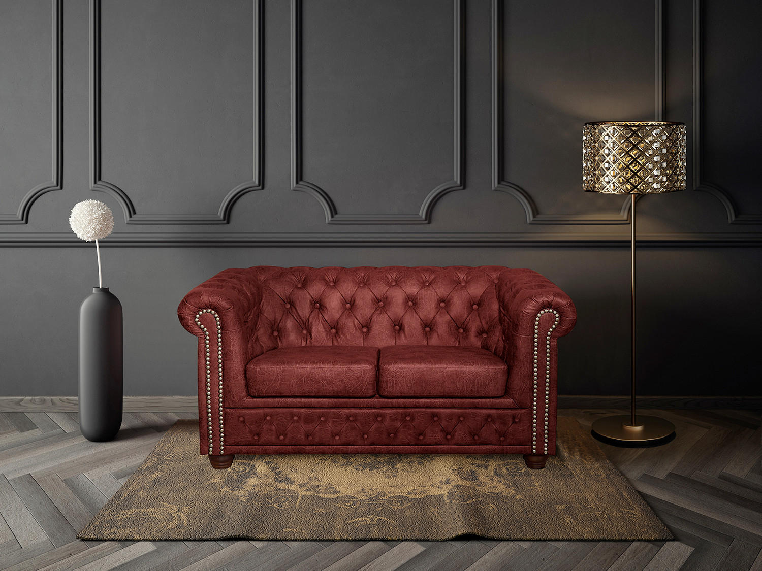 2-SITZER-SOFA YORK in Lederlook Rostfarben  - Rostfarben/Braun, Design, Holz/Textil (148/72/86cm) - P & B