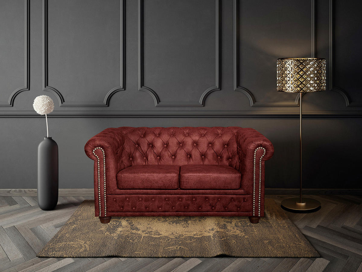 SITZGARNITUR YORK in Lederlook Rostfarben  - Rostfarben/Braun, Design, Holz/Textil (203/72/86cm) - P & B