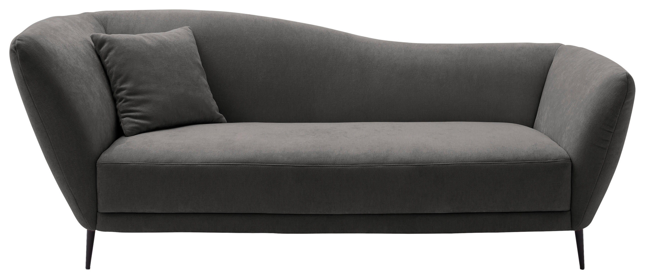 RÉCAMIERE Anthrazit Chenille Zierkissen, Rücken echt  - Anthrazit/Schwarz, KONVENTIONELL, Textil/Metall (224/70/97cm) - Hom`in