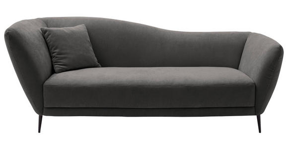 RÉCAMIERE Anthrazit Chenille Zierkissen, Rücken echt  - Anthrazit/Schwarz, KONVENTIONELL, Textil/Metall (224/70/97cm) - Hom`in